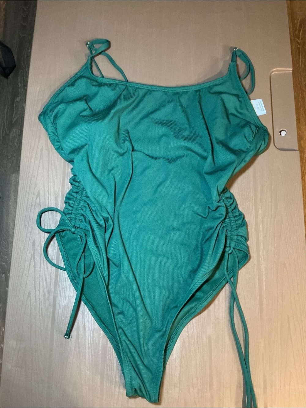 Teal Ruched One-Piece Swimsuit - Picture 3 of 7